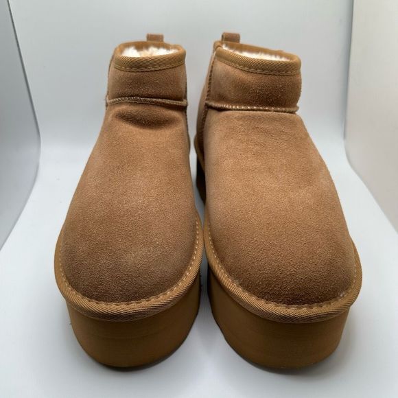 CUSHIONAIRE Women's Genuine Suede Cozy Mule Platform +Memory Foam 9 CHESTNUT - Picture 2 of 7